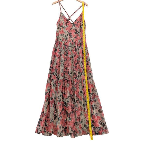 ASTR the Label Eartha Maxi Dress Pink Taupe Floral Metallic Sleeveless Size S - Picture 5 of 9